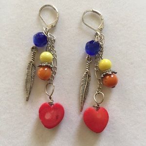 HAND CRAFTED Multi Media Boho Dangling Tassel Earrings